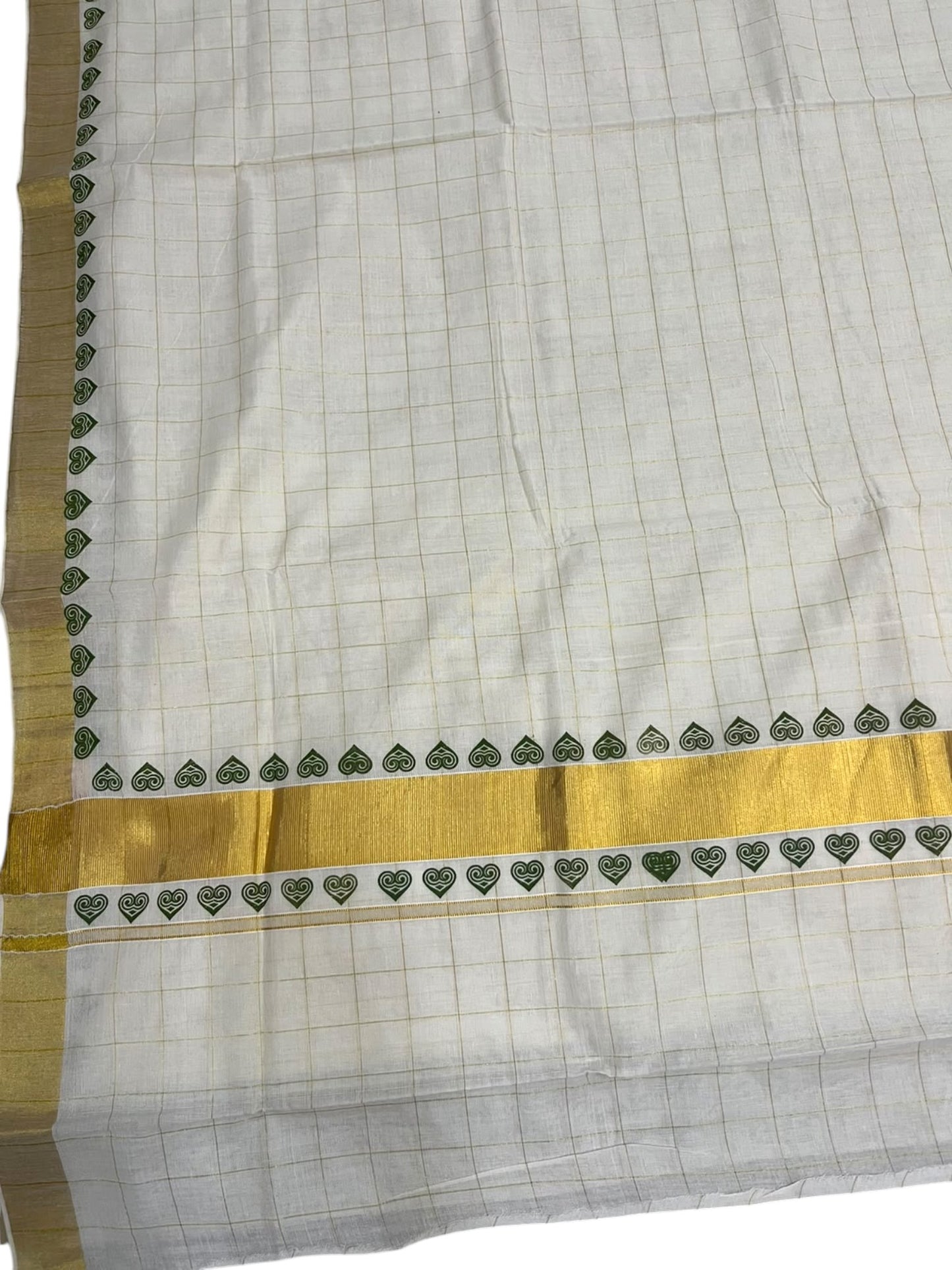 Kerala Cotton Check Printed Saree Without Tassels SL165