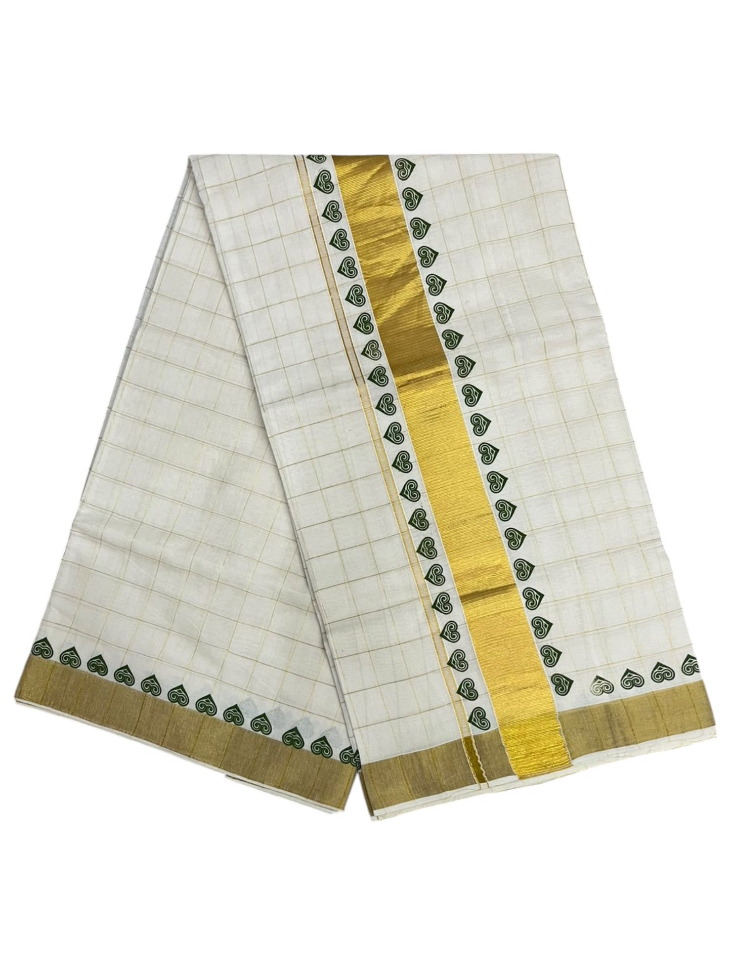 Kerala Cotton Check Printed Saree Without Tassels SL165