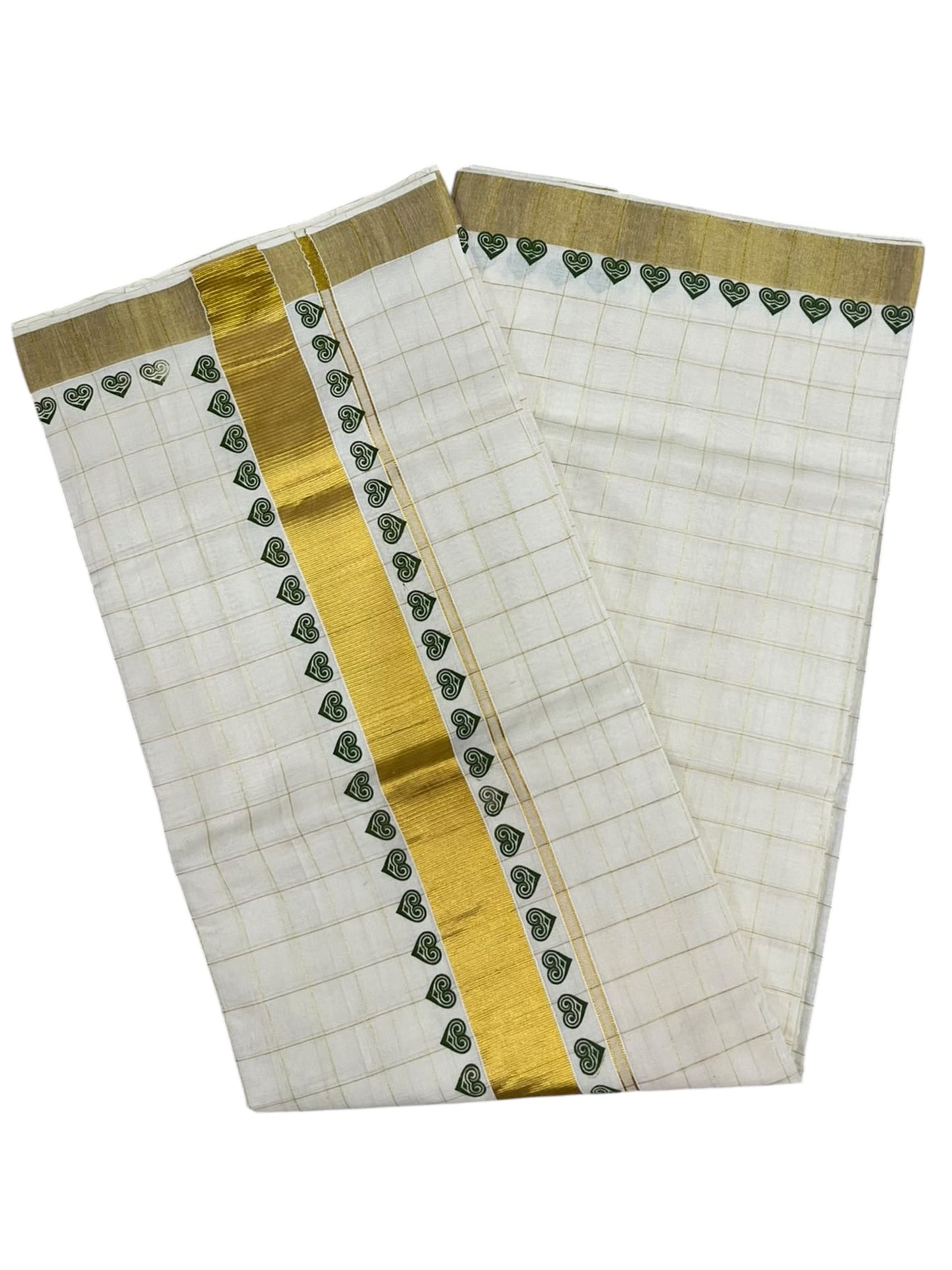 Kerala Cotton Check Printed Saree Without Tassels SL165