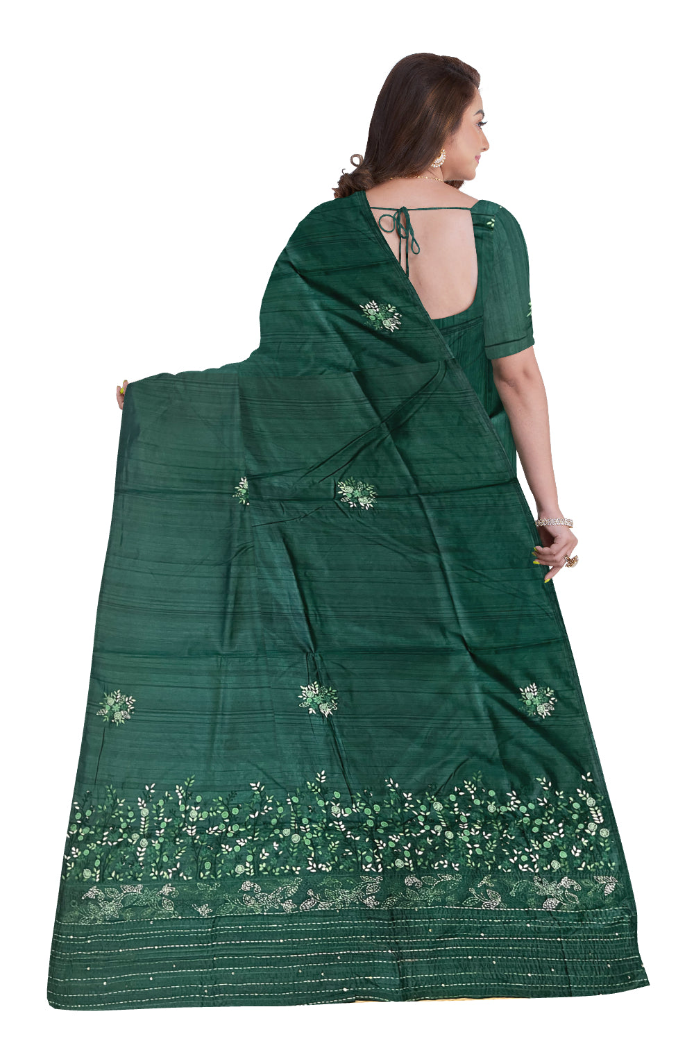 Southloom Green Saree with Designer Thread Works