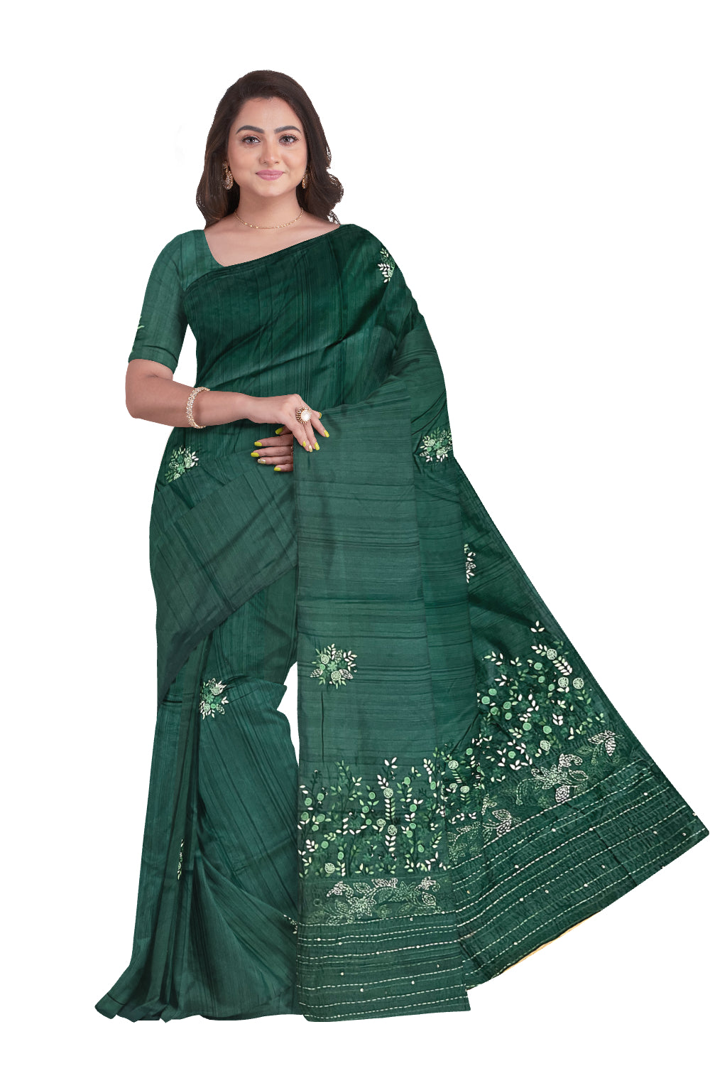 Southloom Green Saree with Designer Thread Works