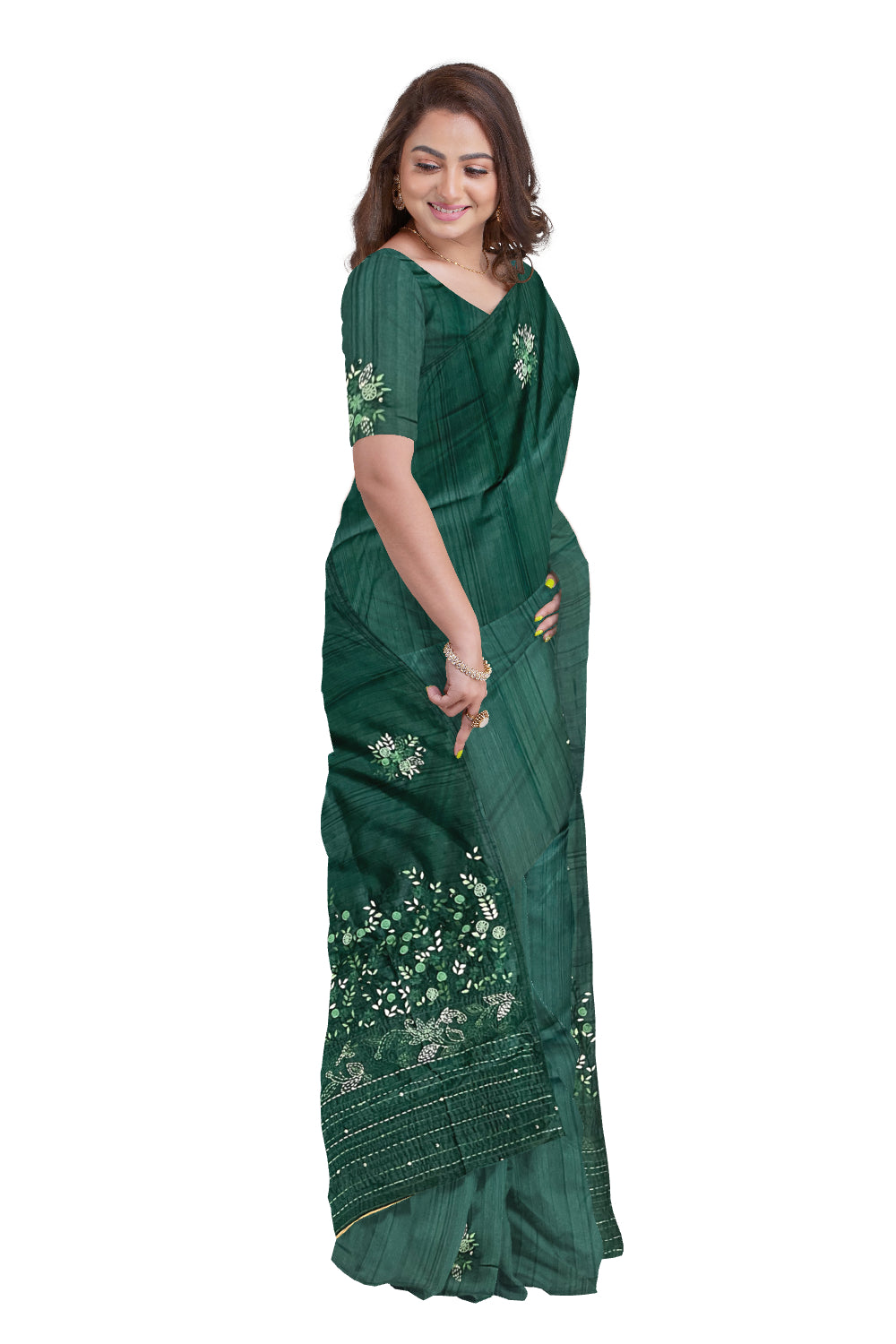 Southloom Green Saree with Designer Thread Works