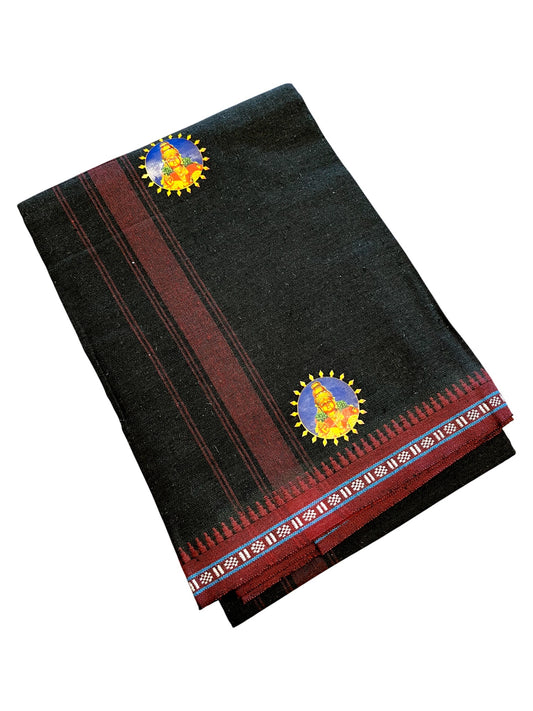 Southloom Black Printed Ayyapan Single Mundu / Otta Mundu (South Indian Kerala Dhoti)