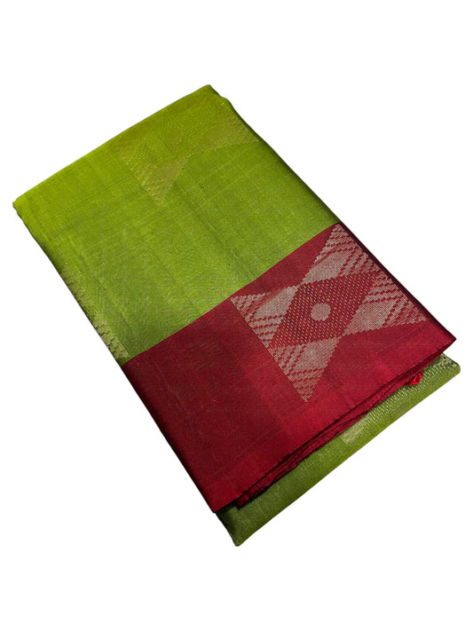 Southloom Pure Handloom Kanchipuram Silk Saree with Butta Work(Green & Maroon)