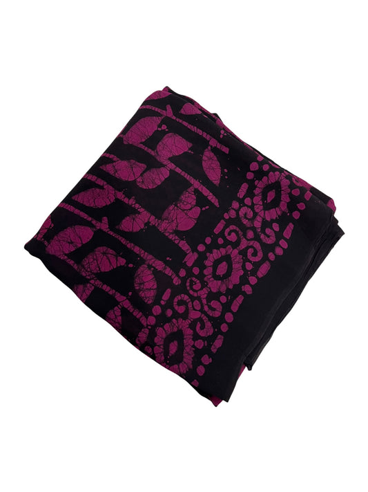 Southloom Georgette Saree with Floral Works Across Body in Black and Pink