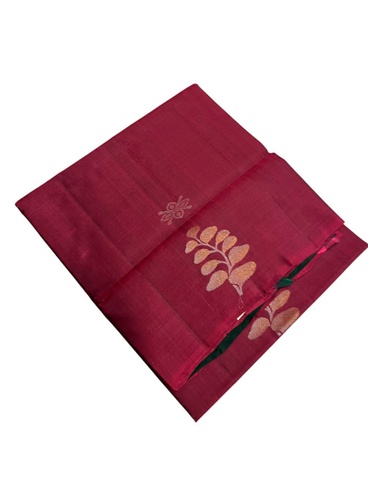 Southloom Pure Handloom Bridal Kanchipuram Silk Saree with Korvai Work (Maroon & Green)