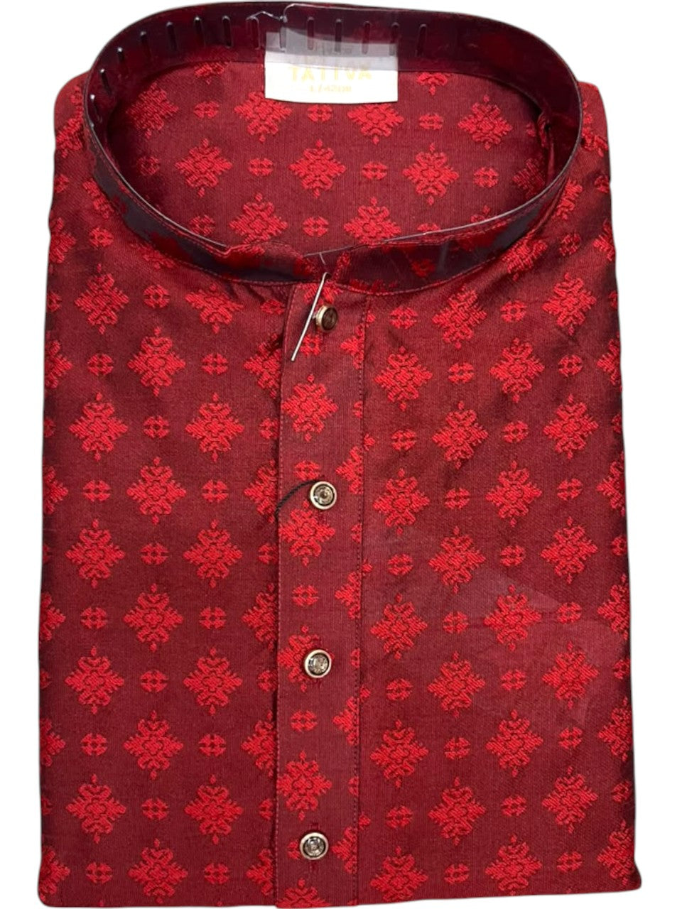 Southloom Red woven Semi Silk Short Kurta for Men SL590