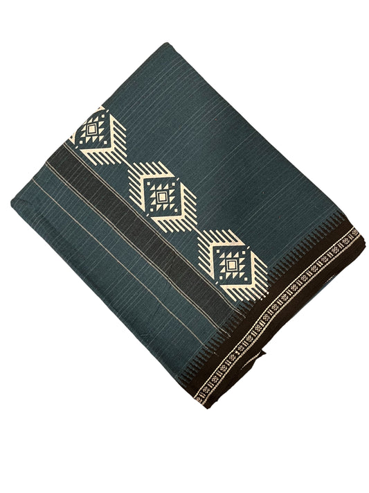 Southloom Blue Printed Single Mundu / Otta Mundu / Lungi (South Indian Kerala Dhoti)
