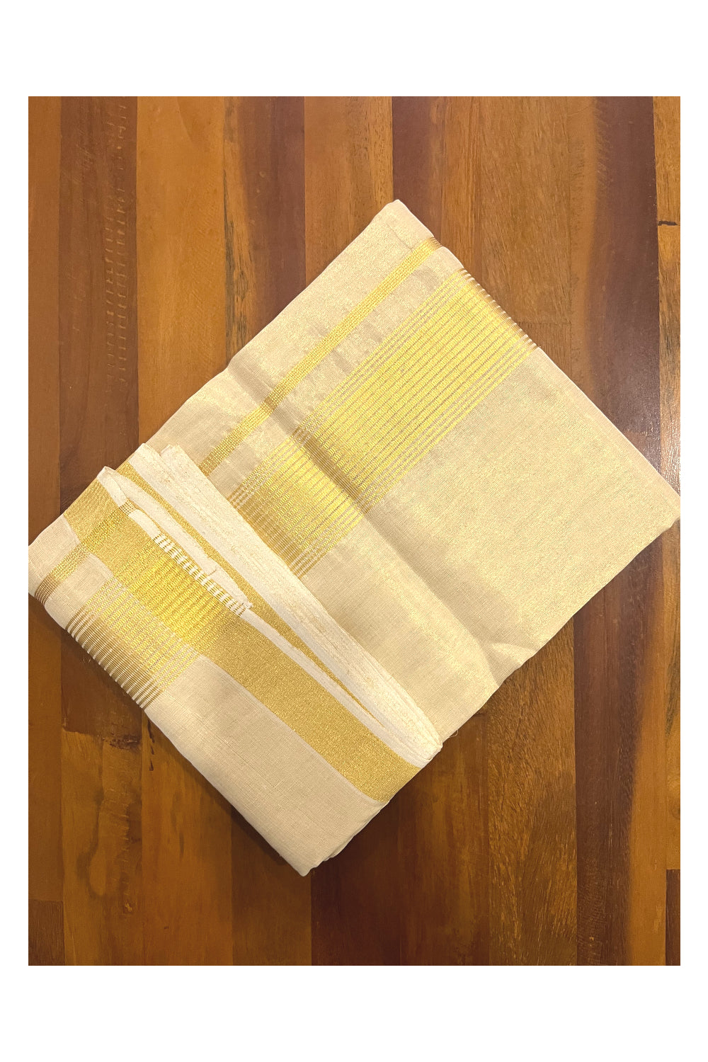 Southloom Super Premium Balaramapuram Handloom Tissue Wedding Mundu with Kasavu Design Border (South Indian Kerala Dhoti)