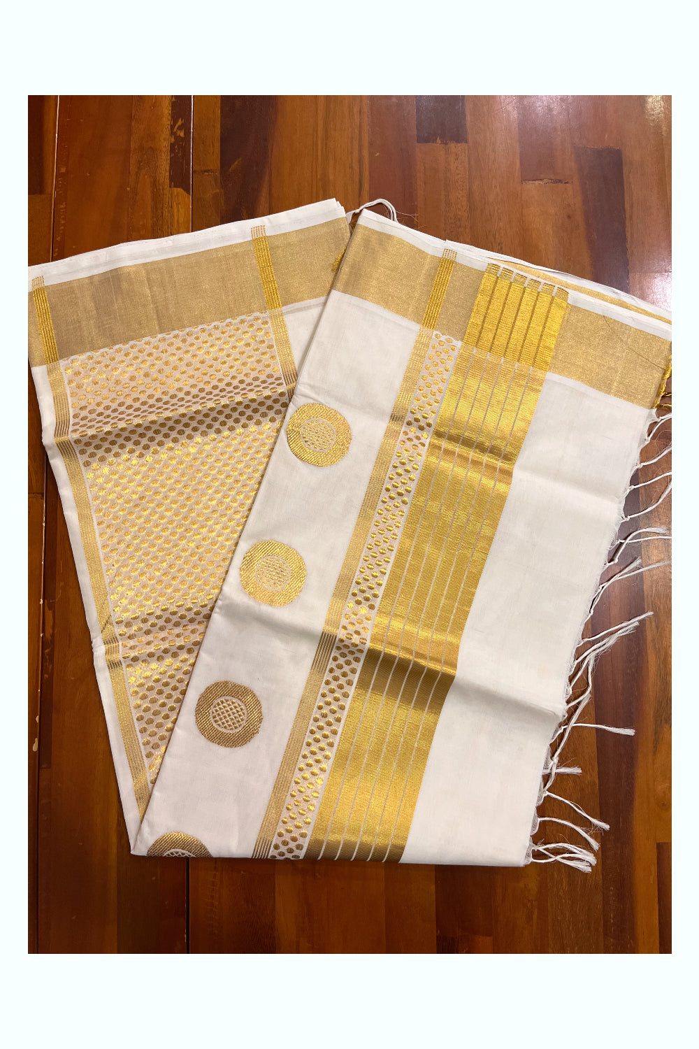 Southloom Premium Handloom Cotton Kasavu Saree with Woven Designs (Vishu 2024 Collection)
