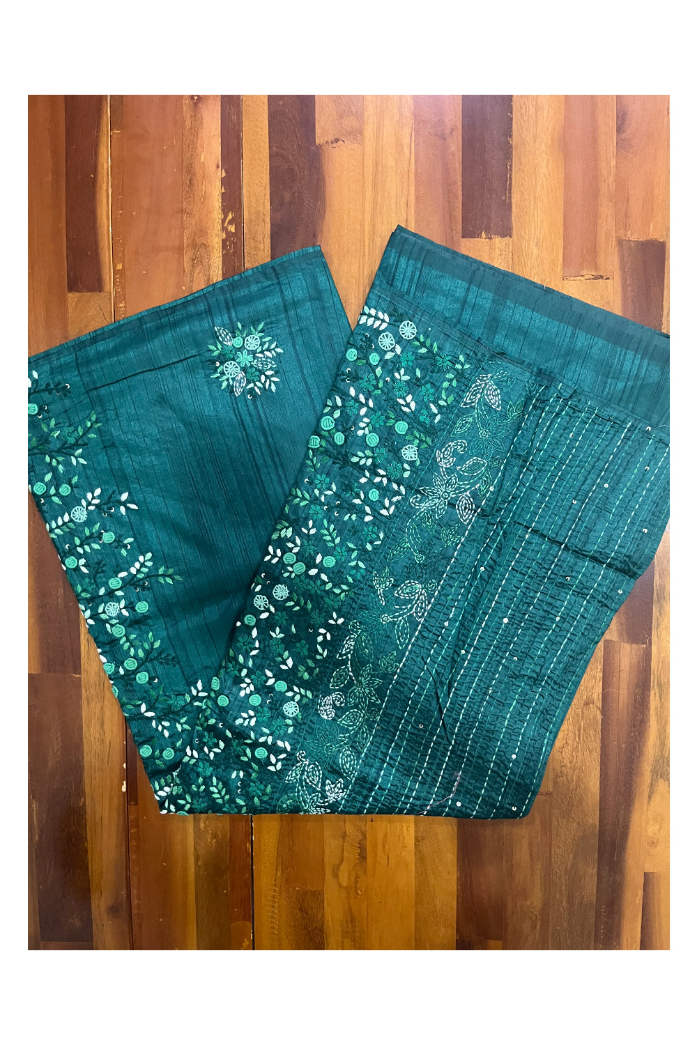 Southloom Green Saree with Designer Thread Works