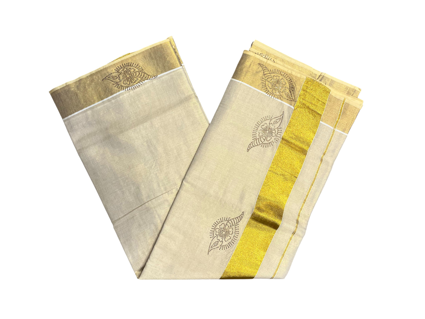 Southloom Kerala Tissue Kasavu Saree with Sequins Work