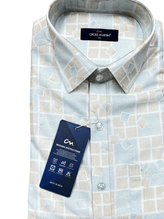 Southloom Pure Cotton Beige Printed Shirt SLSHIRT 40HS