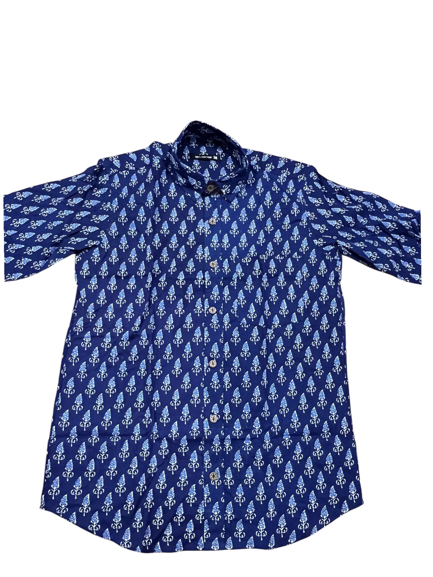 Southloom Jaipur Pure Cotton Block Printed Shirt for Men (Medium)