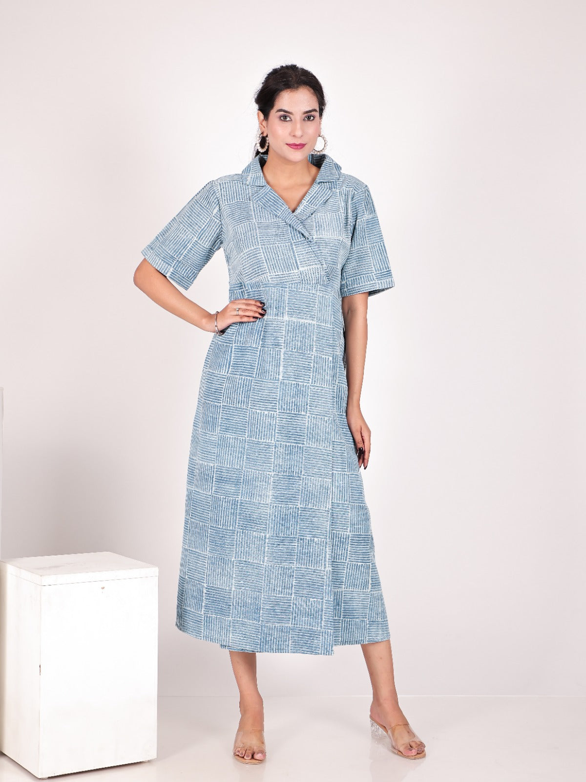 Southloom Jaipur Cotton Blue Hand Block Printed Dress