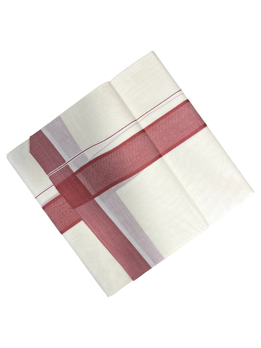 Southloom Kerala Pure Cotton Double Mundu with Brick Red Border (South Indian Dhoti)