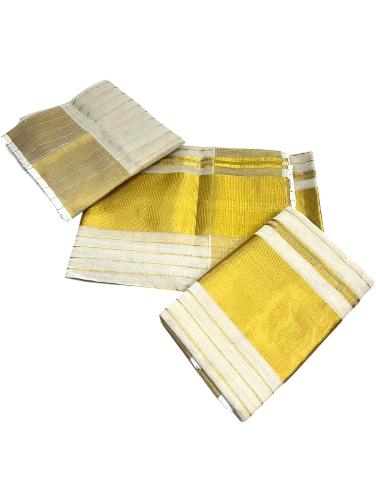 Southloom Premium Tissue Handloom Stripes Set Mundu with Kasavu Border (2.80 Mtr) SL632