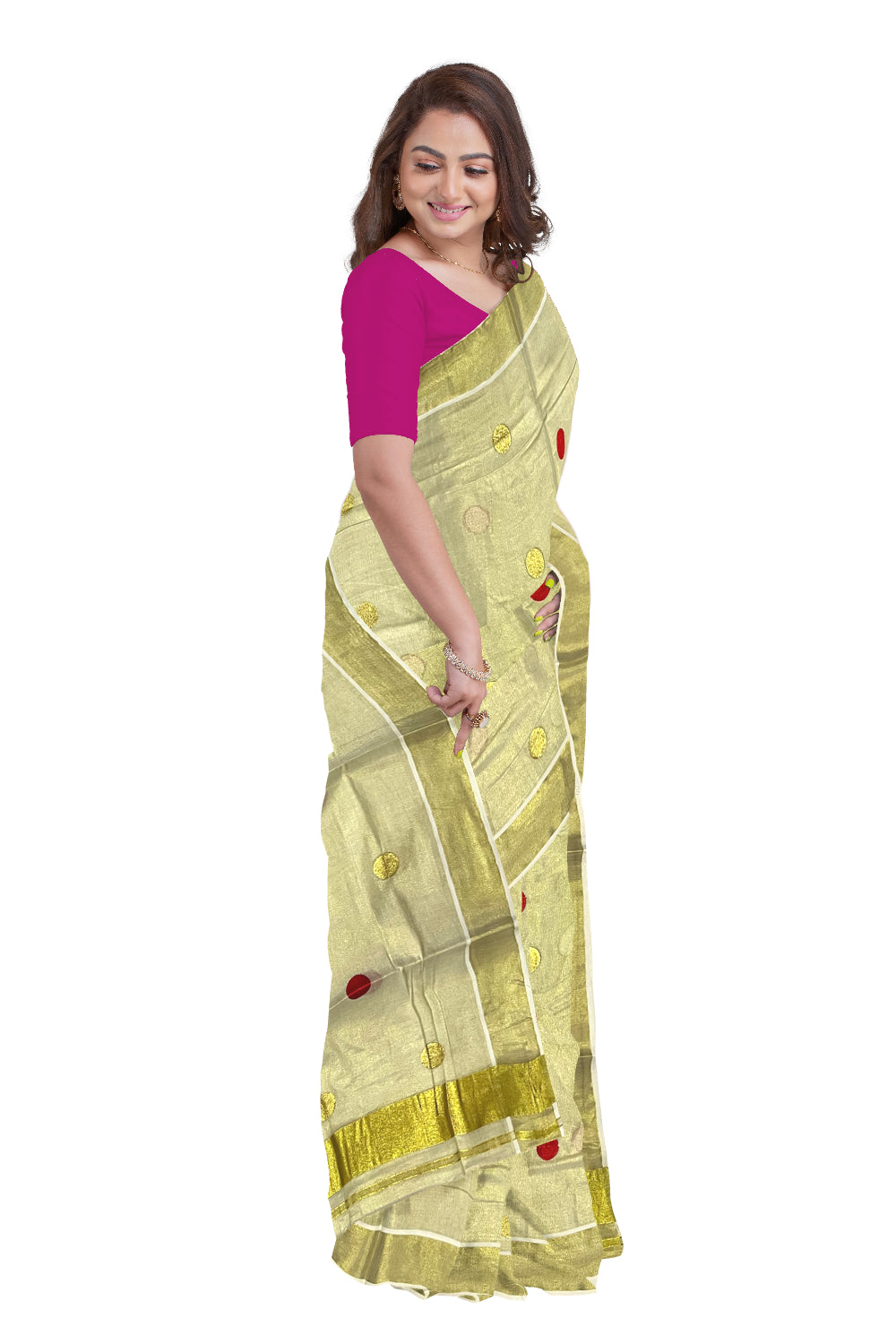 Buy Soch Gold Tissue Kasavu Saree with Zari Pallu and Borders with  Unstitched Blouse online