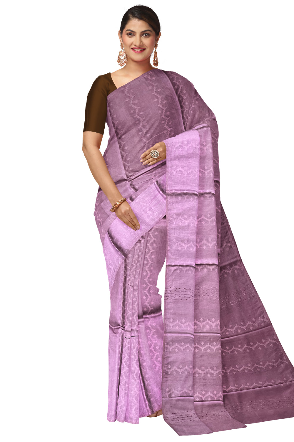 Southloom Semi Silk Lavender Designer Saree