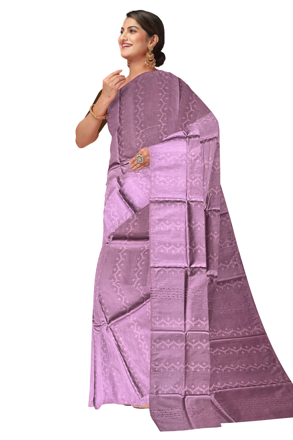 Southloom Semi Silk Lavender Designer Saree