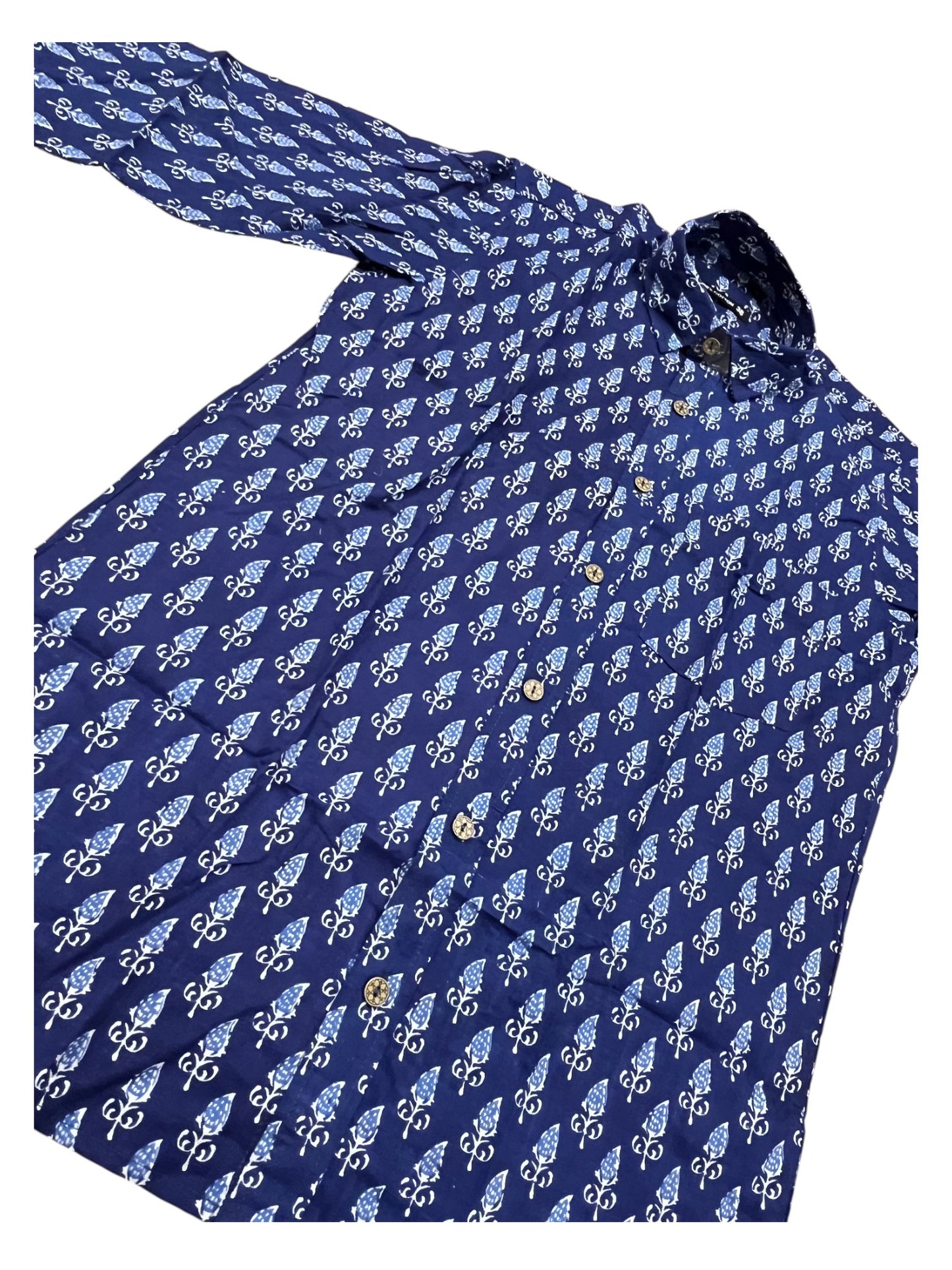 Southloom Jaipur Pure Cotton Block Printed Shirt for Men (Medium)