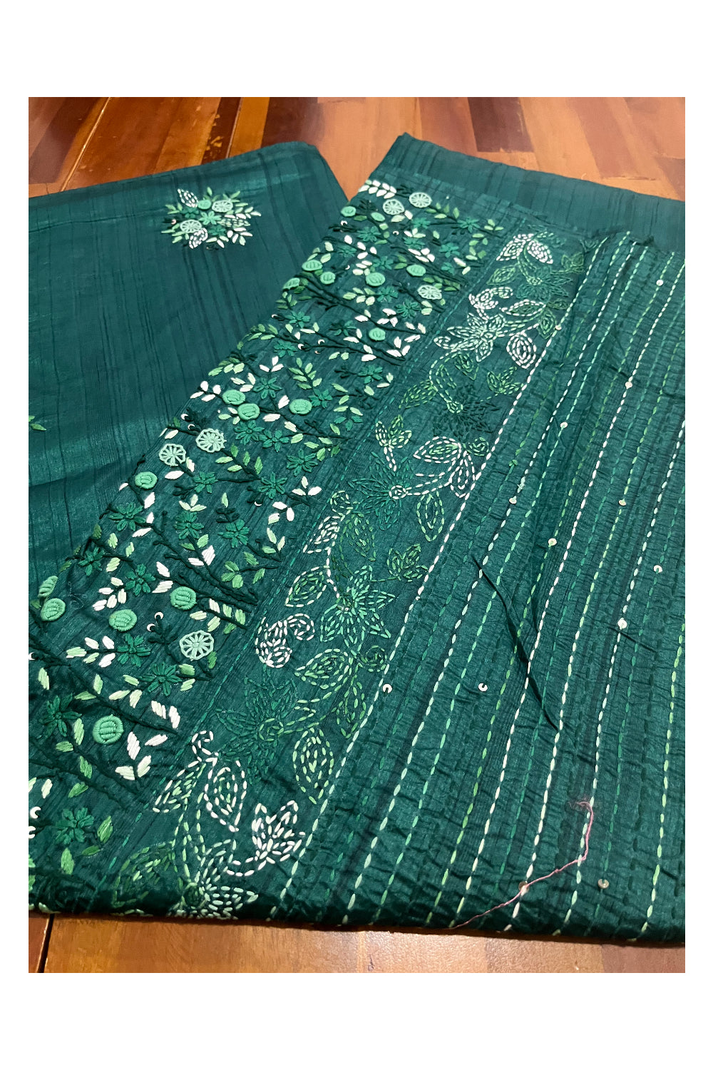 Southloom Green Saree with Designer Thread Works