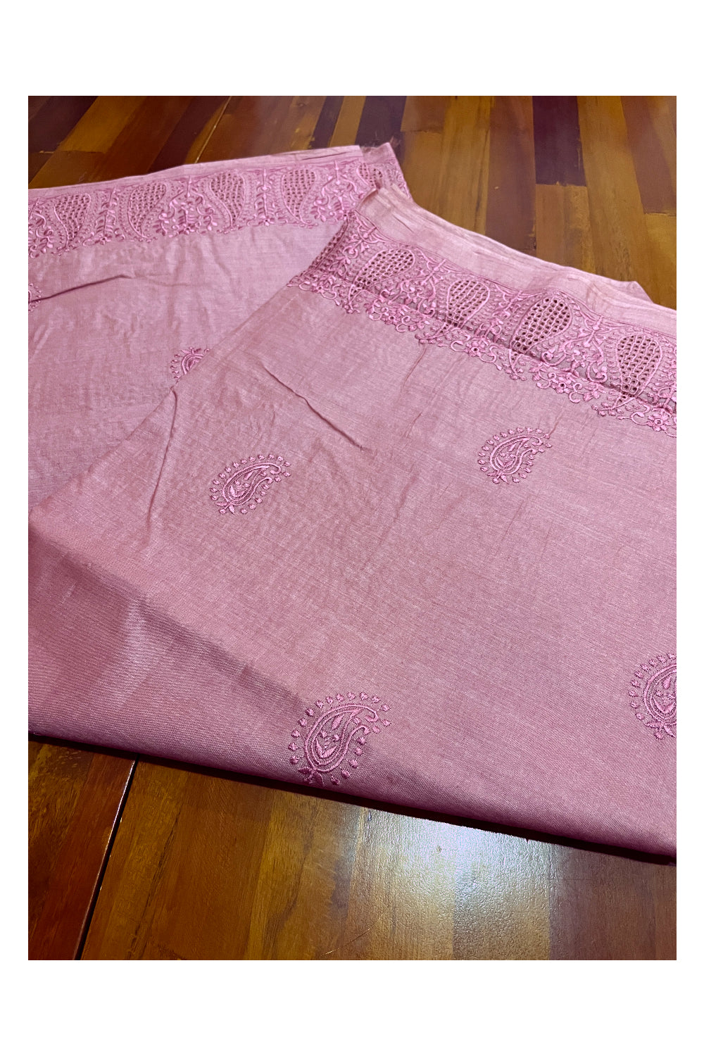 Southloom Pure Tussar Pink Designer Saree with Thread Work Border