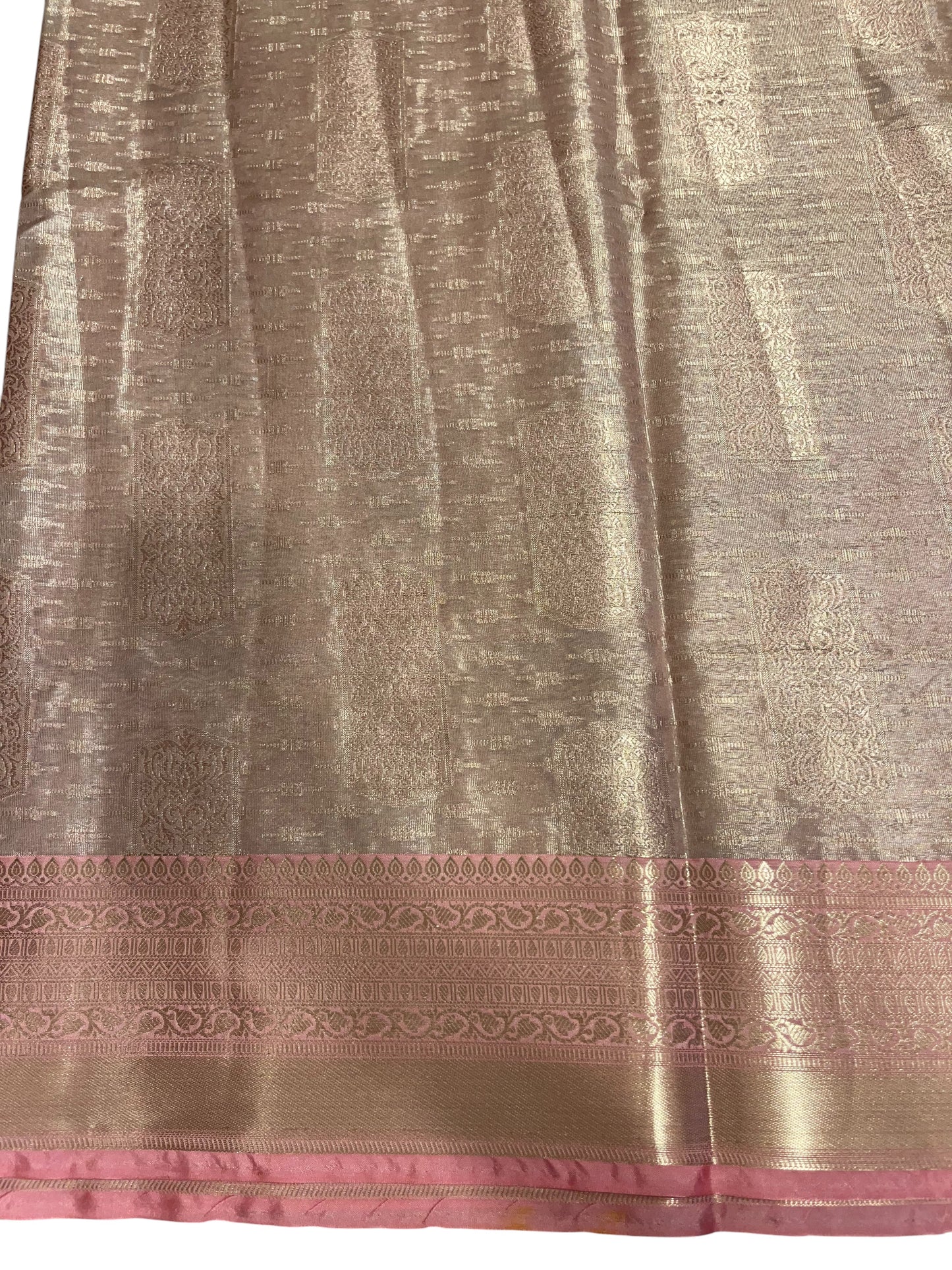 Southloom Tissue Silk Saree with Woven Work on Body and Borders (Pink)