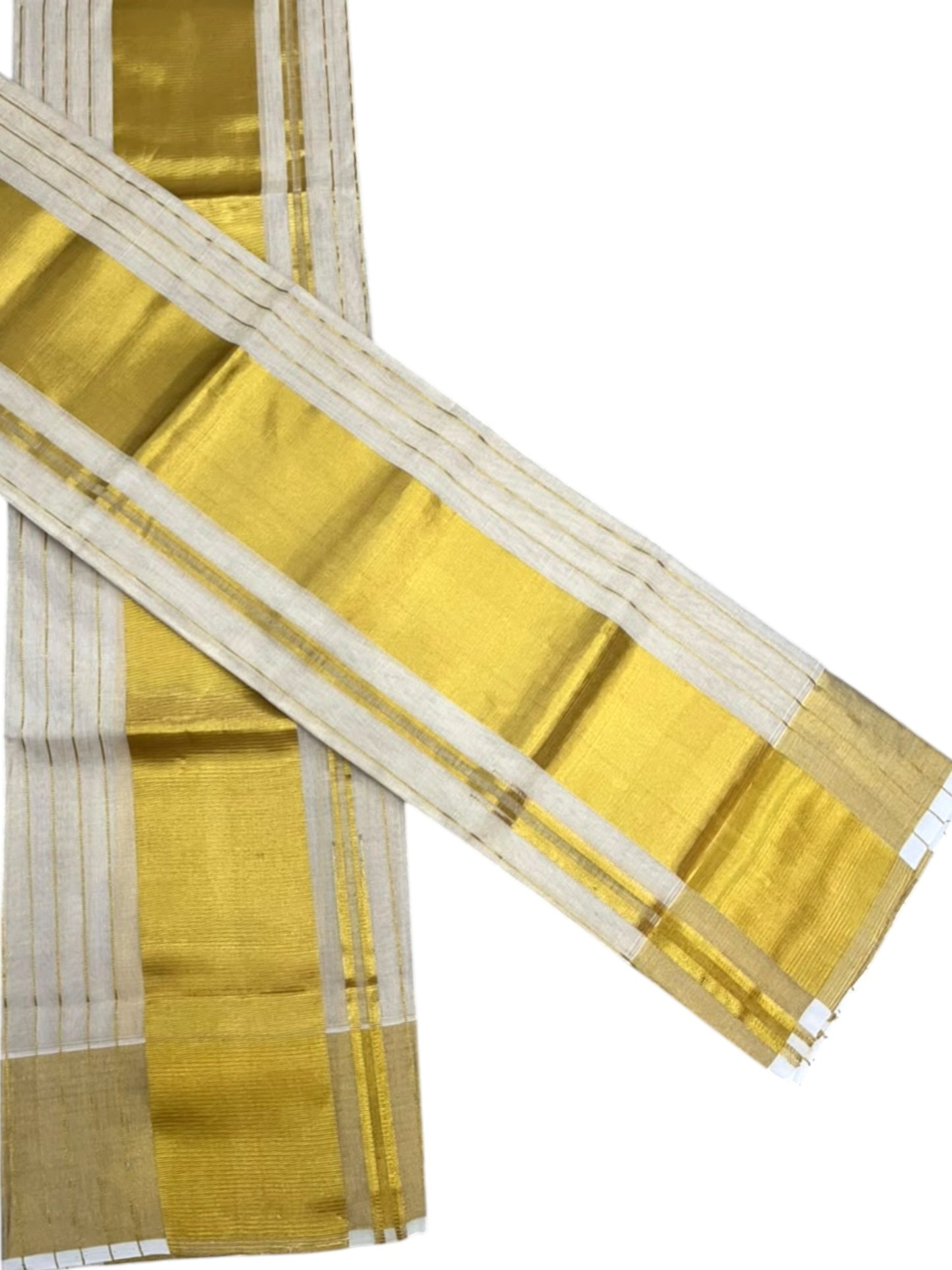 Southloom Premium Tissue Handloom Stripes Set Mundu with Kasavu Border (2.80 Mtr) SL632