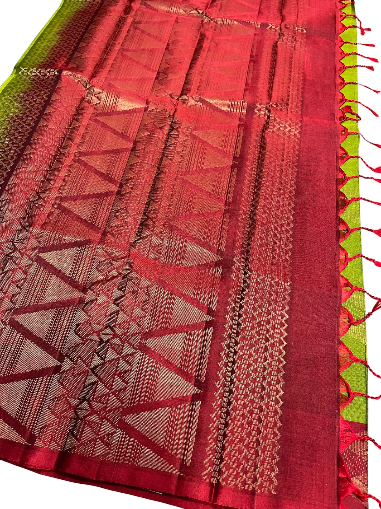 Southloom Pure Handloom Kanchipuram Silk Saree with Butta Work(Green & Maroon)