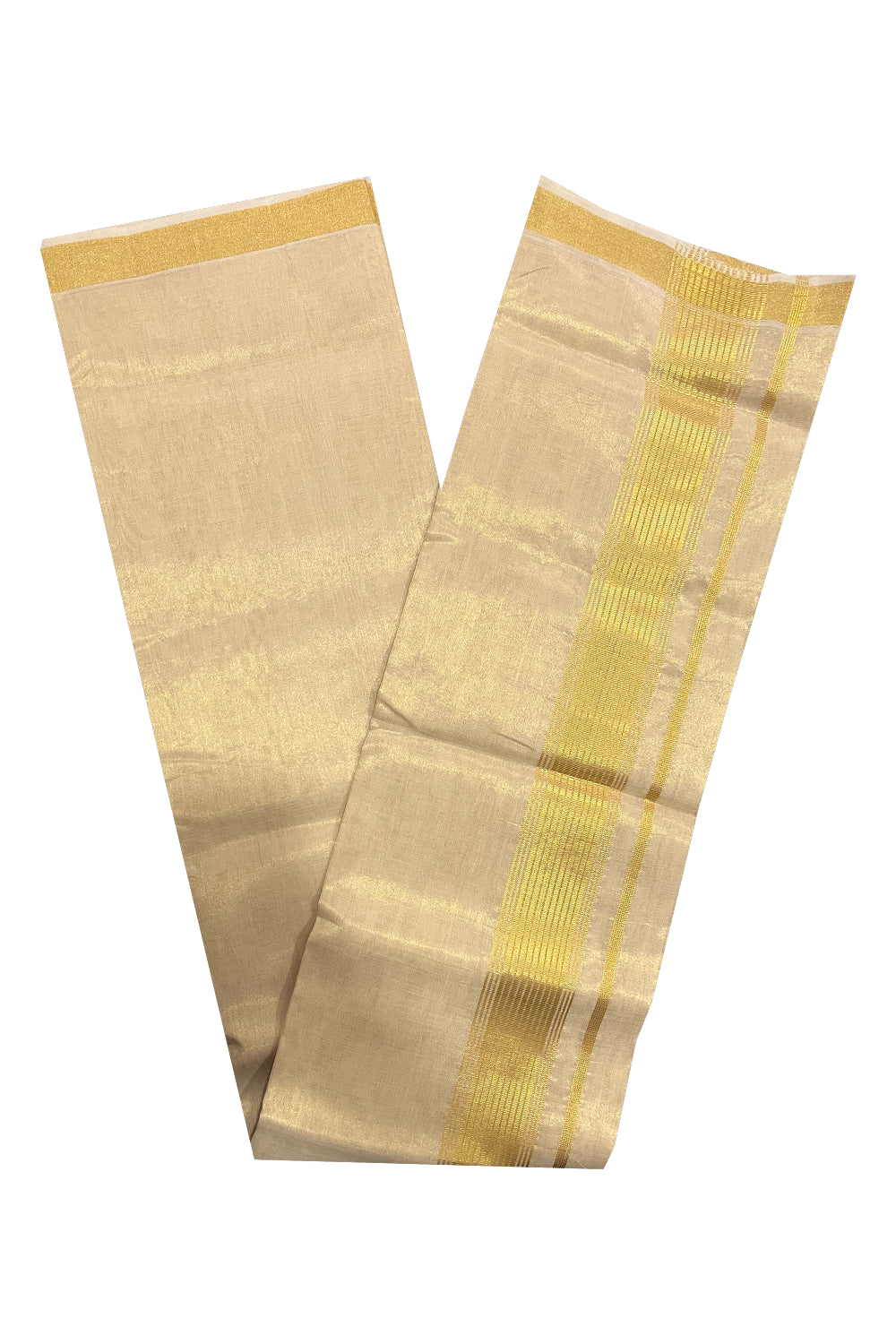 Southloom Super Premium Balaramapuram Handloom Tissue Wedding Mundu with Kasavu Design Border (South Indian Kerala Dhoti)