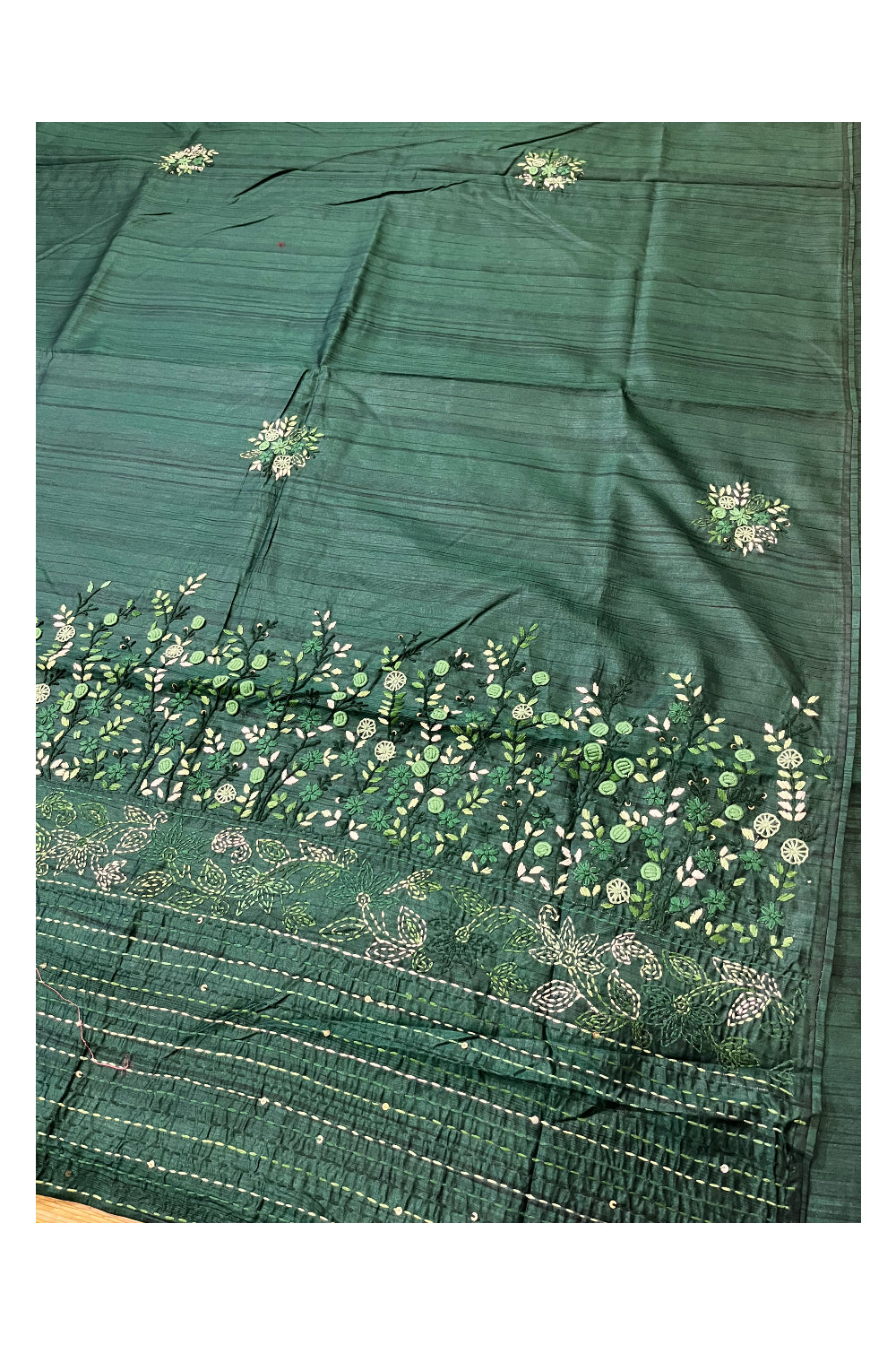 Southloom Green Saree with Designer Thread Works