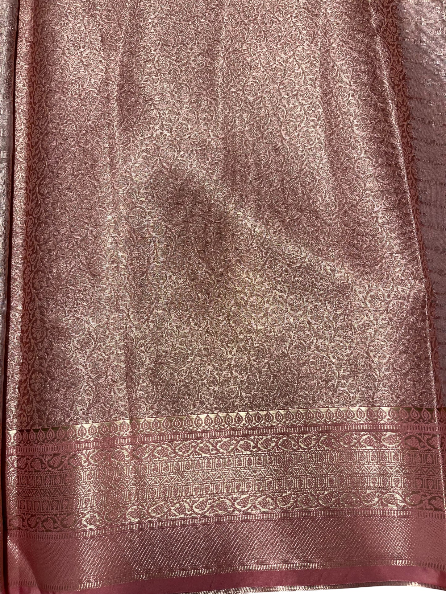 Southloom Tissue Silk Saree with Woven Work on Body and Borders (Pink)