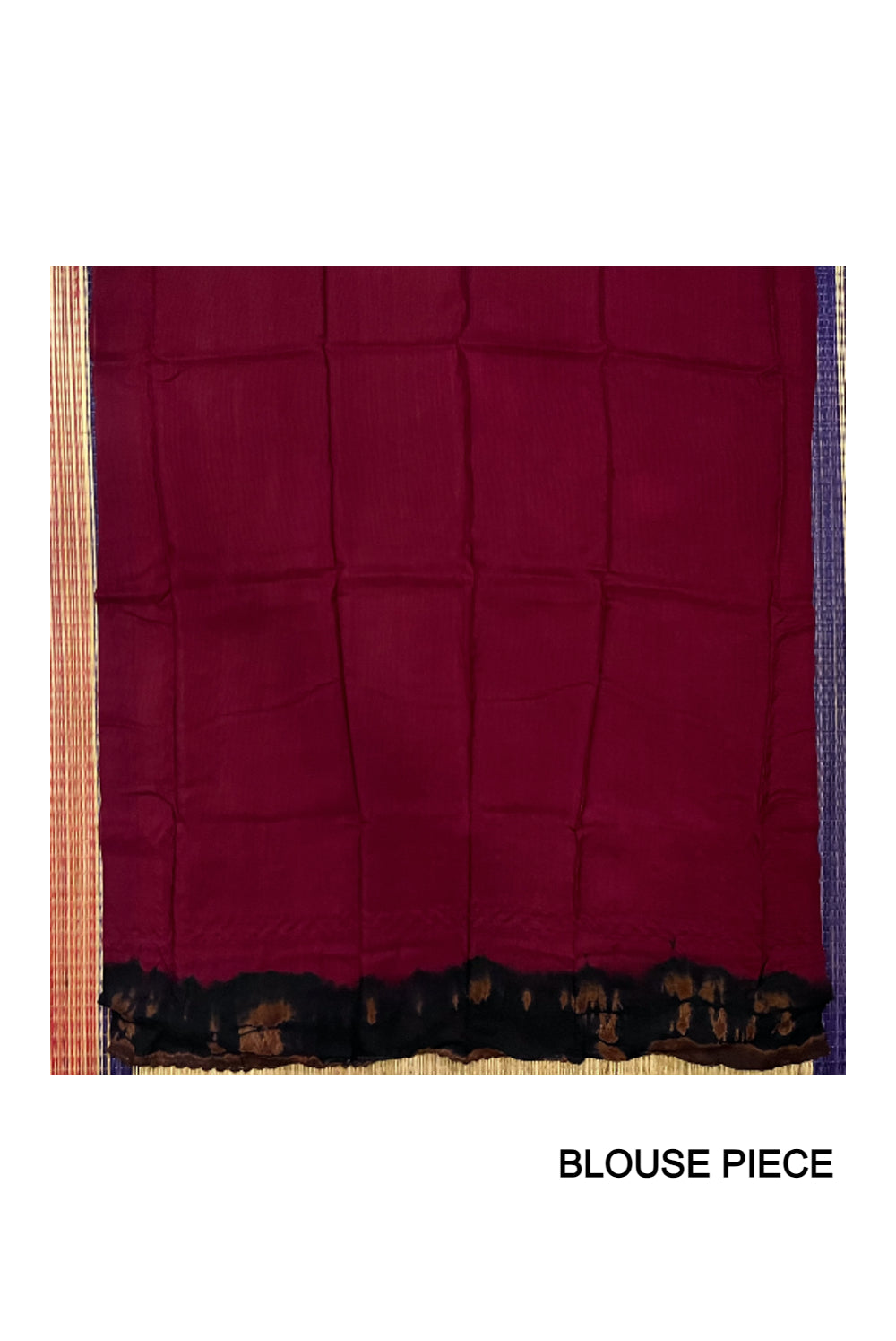 Southloom Semi Tussar Navy Blue Designer Saree with Maroon Crochet Border