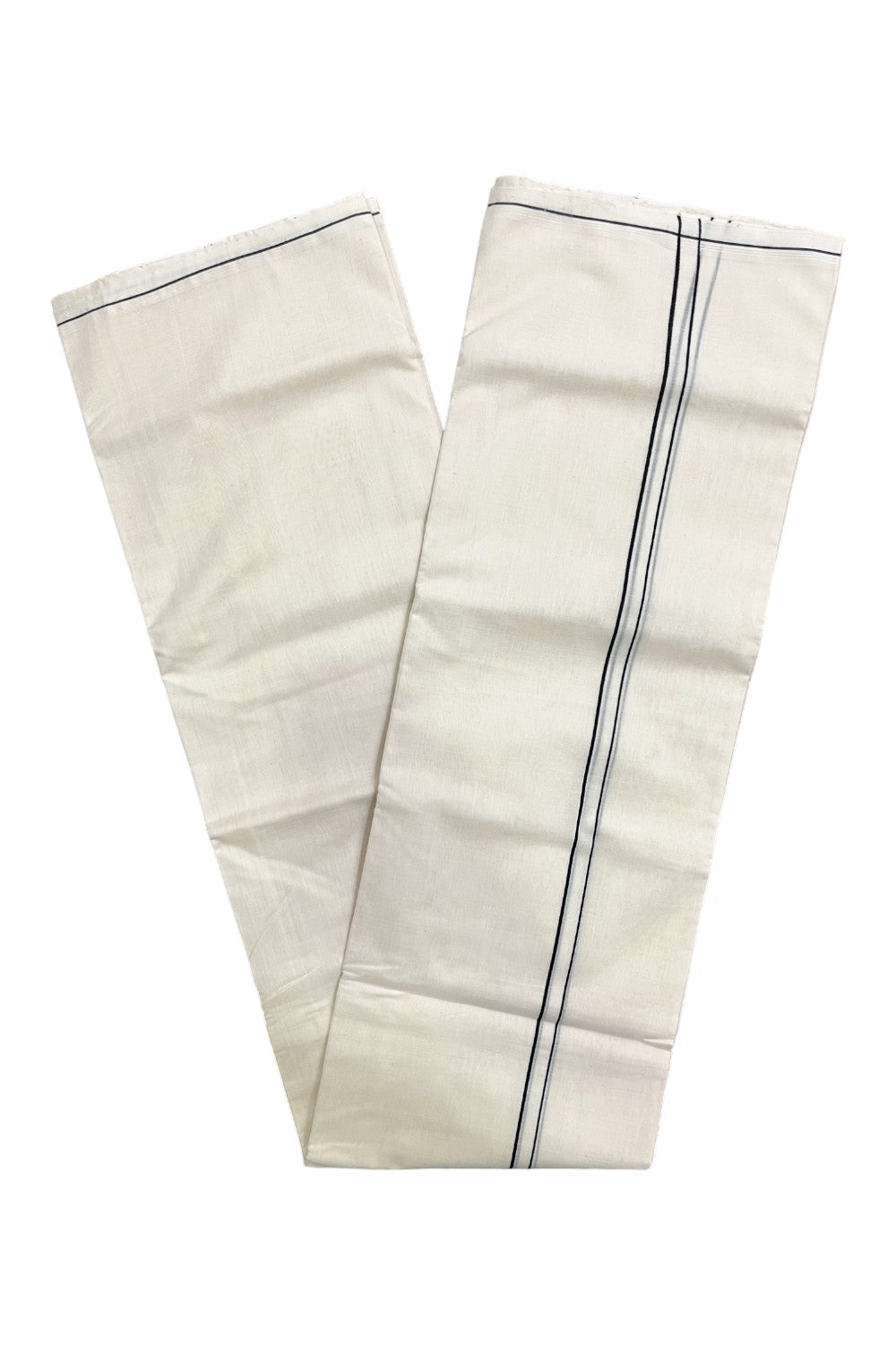 Premium Balaramapuram Handloom Unakkupaavu Cotton Double Mundu with Black Eerkkil Border (Vishu 2024 Collection)