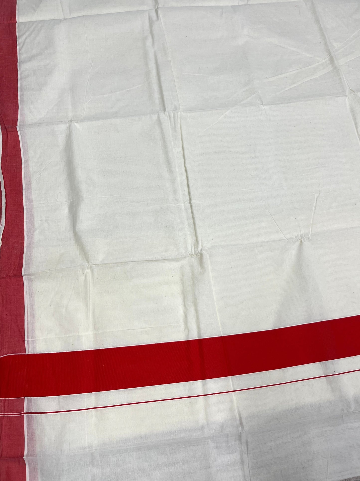 Southloom Pure Cotton Kerala Saree with Plain Dark Orange Border