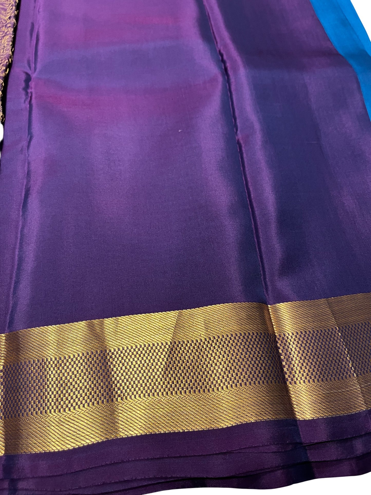 Southloom Pure Handloom Kanchipuram Silk Saree with Butta Work (Blue & Violet)