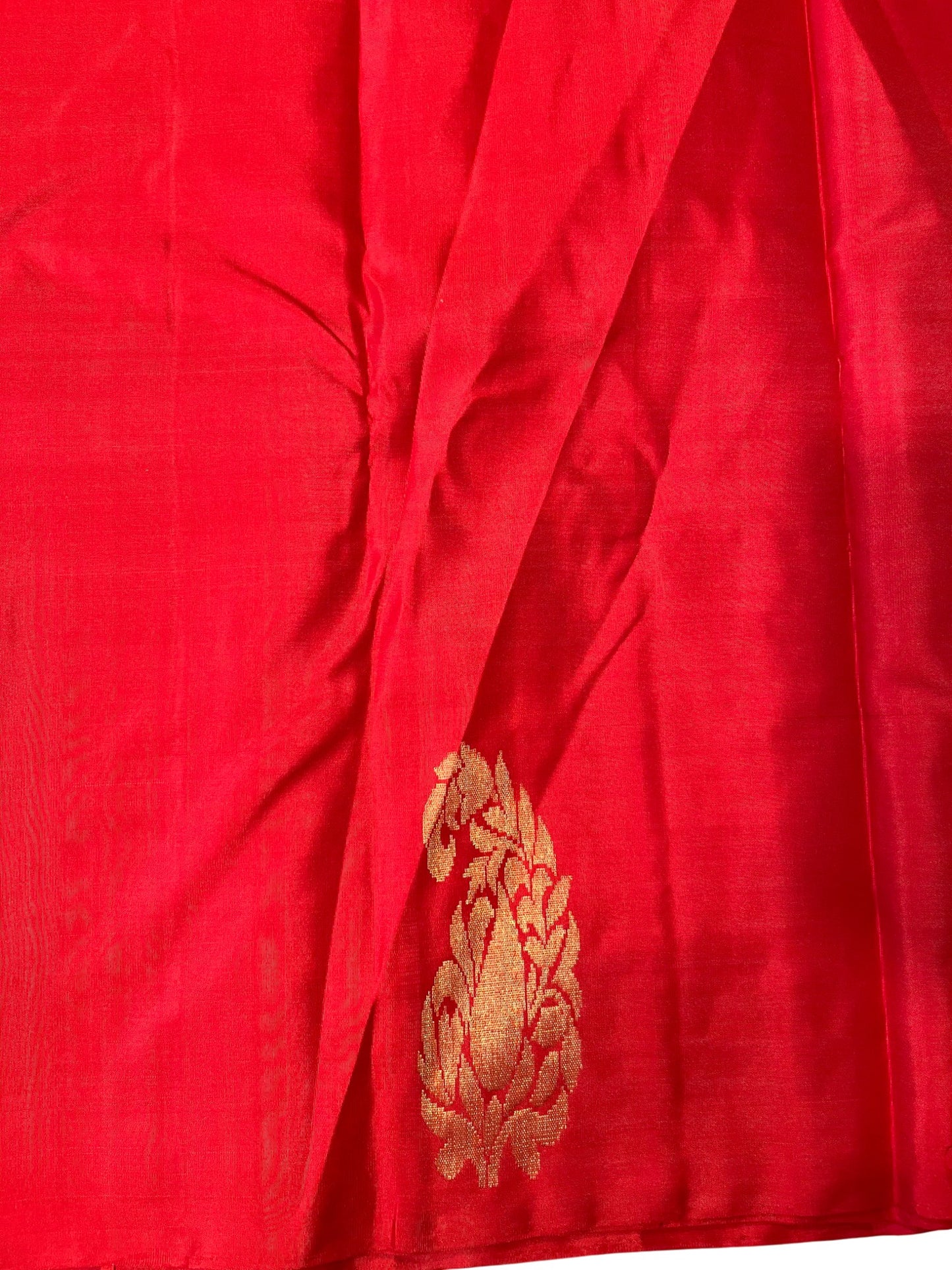 Southloom Pure Handloom Bridal Kanchipuram Silk Saree with Korvai Work (Red)