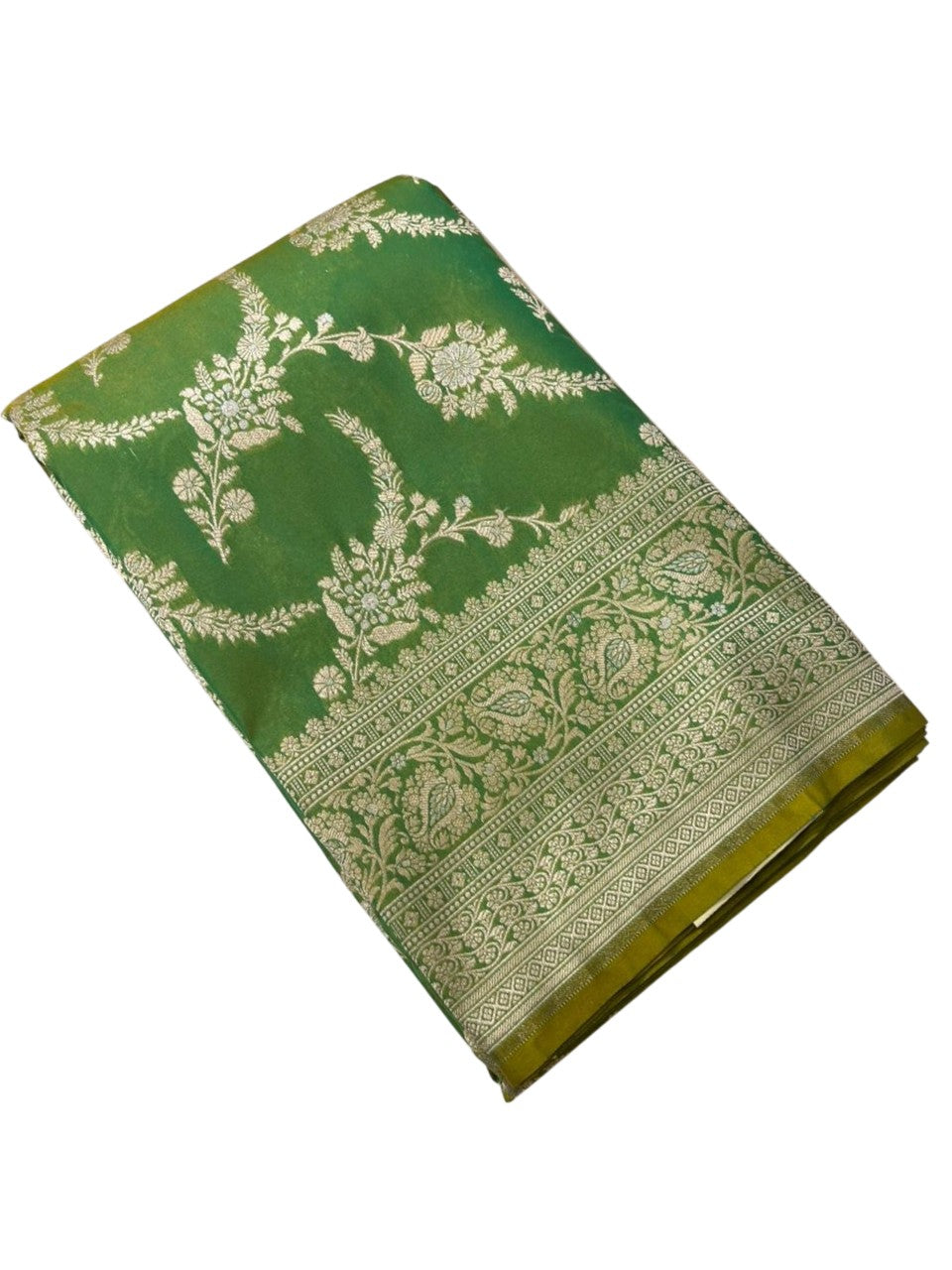 Southloom Pure Banarasi Silk Saree with Woven Work on Body and Borders (Green)