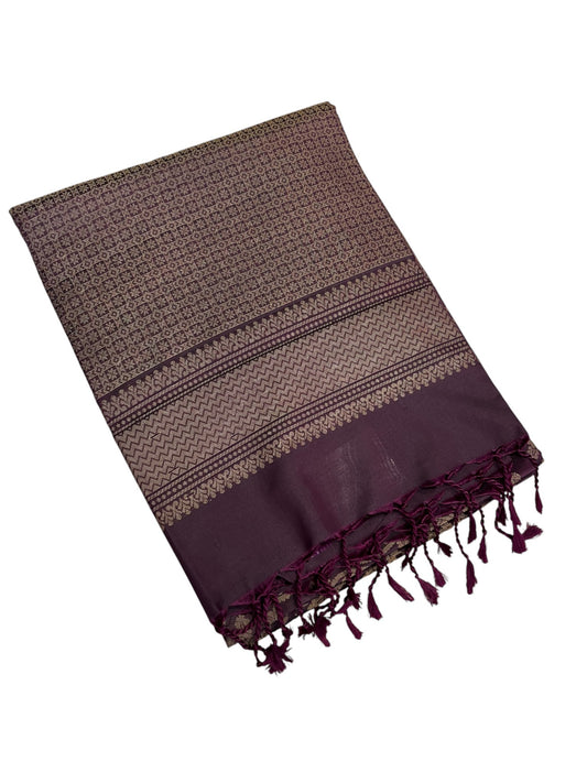 Southloom Pure Handloom Bridal Kanchipuram Silk Saree with Korvai Work(Purple)