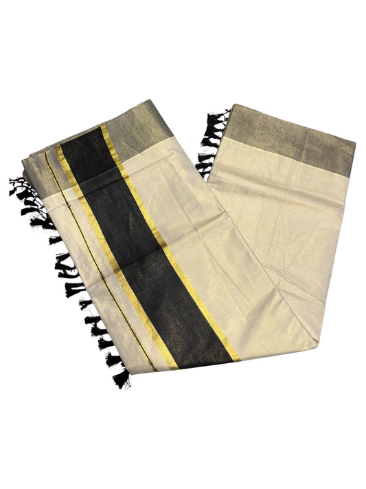 Southloom Kerala Tissue Kasavu Saree with Black boarder