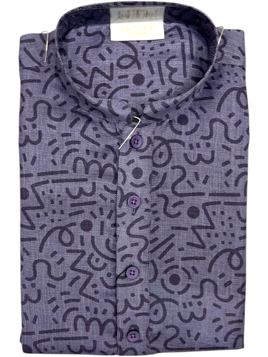 Southloom Blue Printed Semi Silk Short Kurta for Men SL590