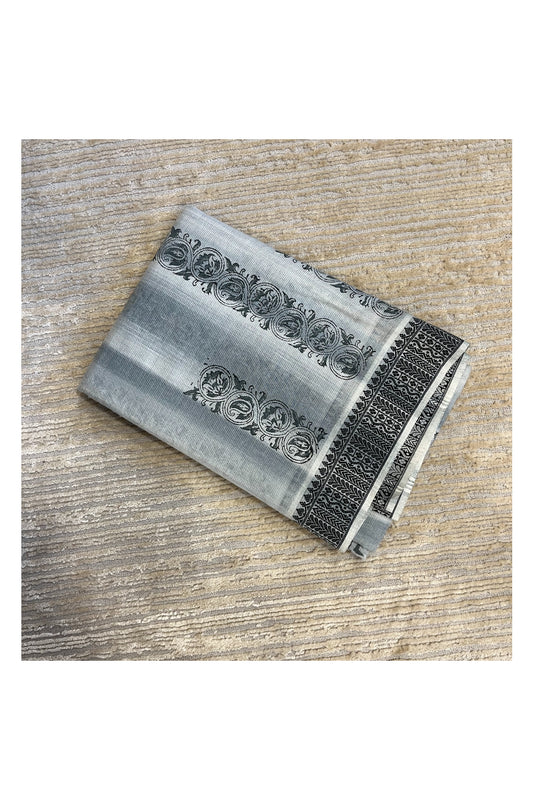 Southloom Cotton Kerala Kasavu Saree with Butta Works Across Body