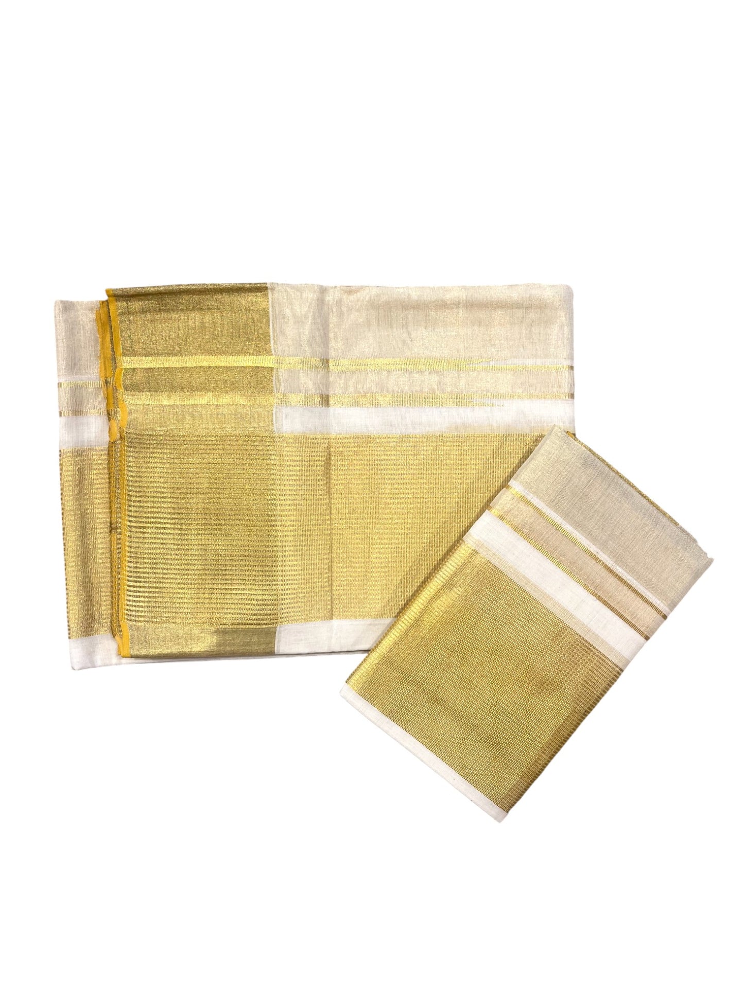 Southloom Premium Balaramapuram Handloom Set Mundu with Gold Lines Design on Kara