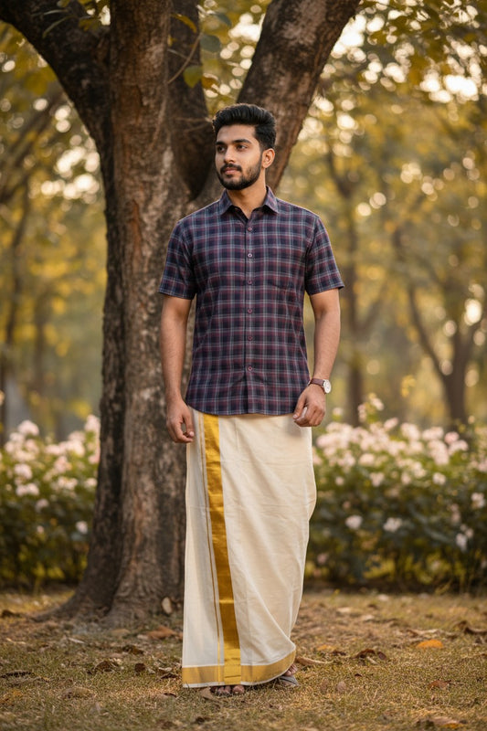 Southloom Pure Cotton Brown Check Shirt SLSHIRT 40HS
