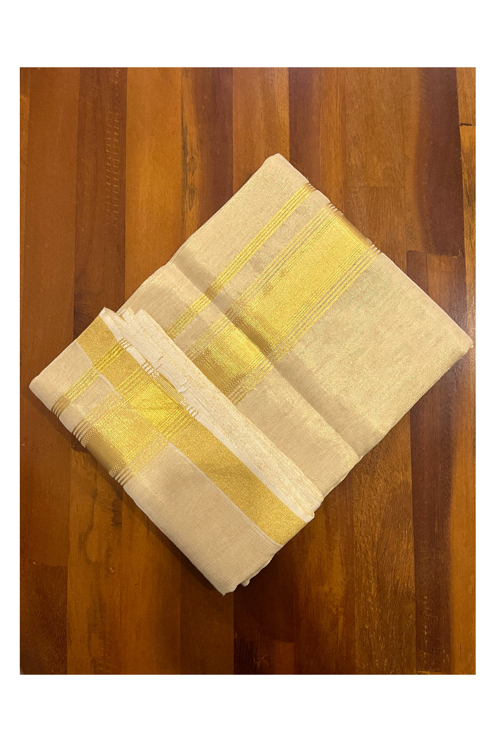 Southloom Super Premium Balaramapuram Handloom Tissue Wedding Mundu with Kasavu Design Border (South Indian Kerala Dhoti)