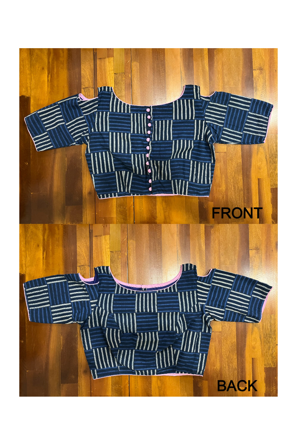 Southloom Indigo Blue Printed Ready Made Blouse