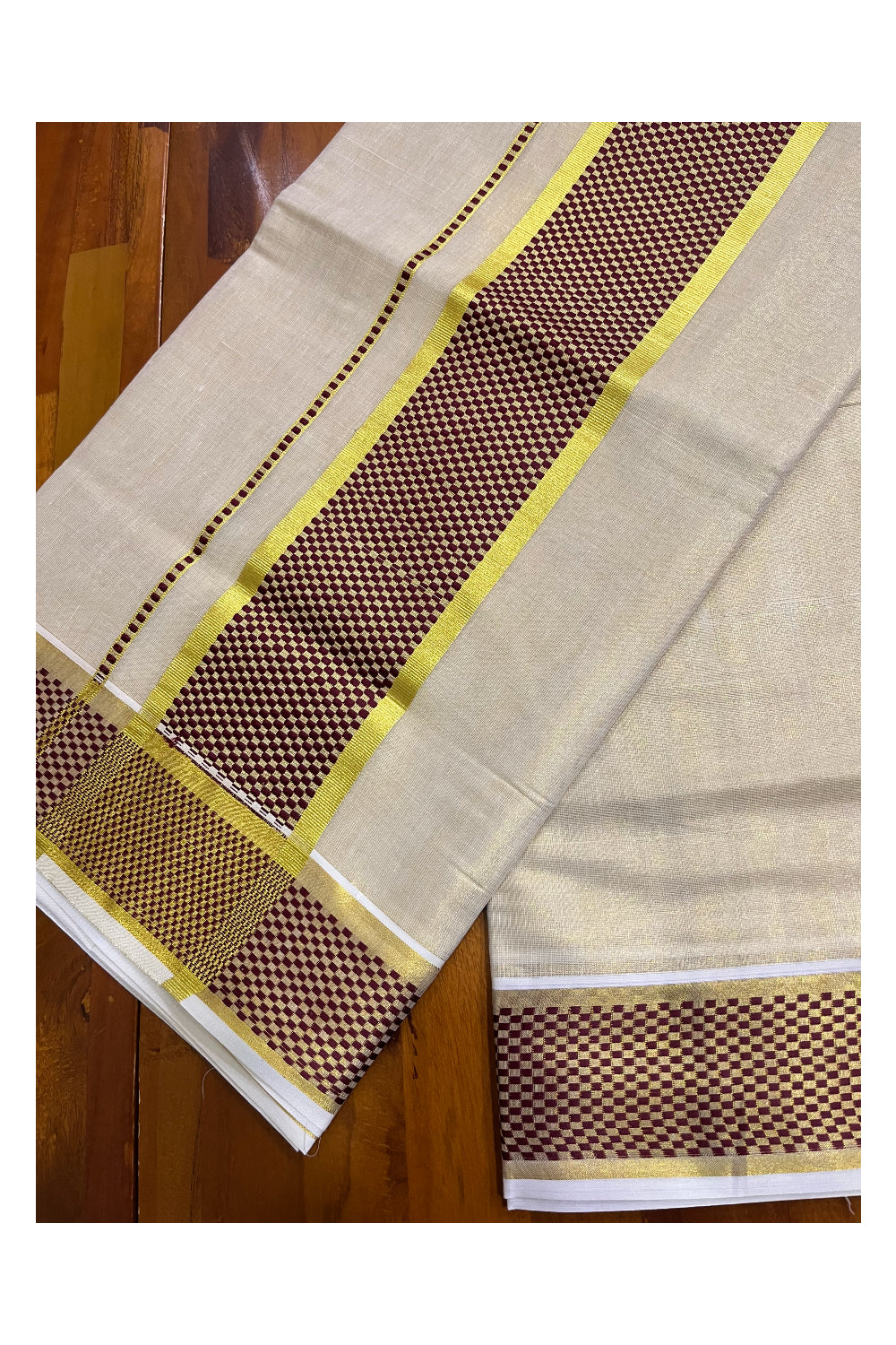 Kerala Kasavu Tissue Saree with Brown Paa Neythu Border