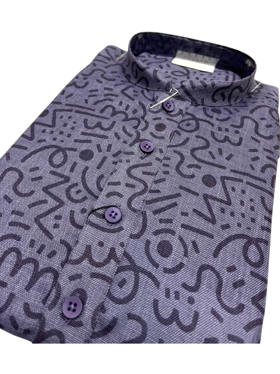 Southloom Blue Printed Semi Silk Short Kurta for Men SL590