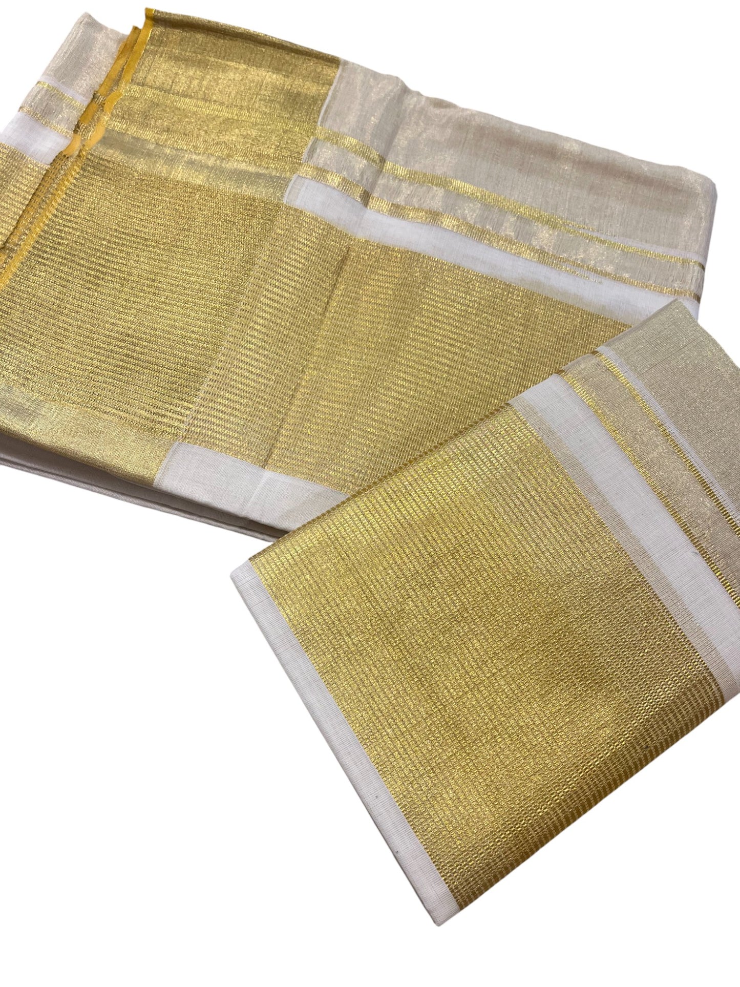 Southloom Premium Balaramapuram Handloom Set Mundu with Gold Lines Design on Kara